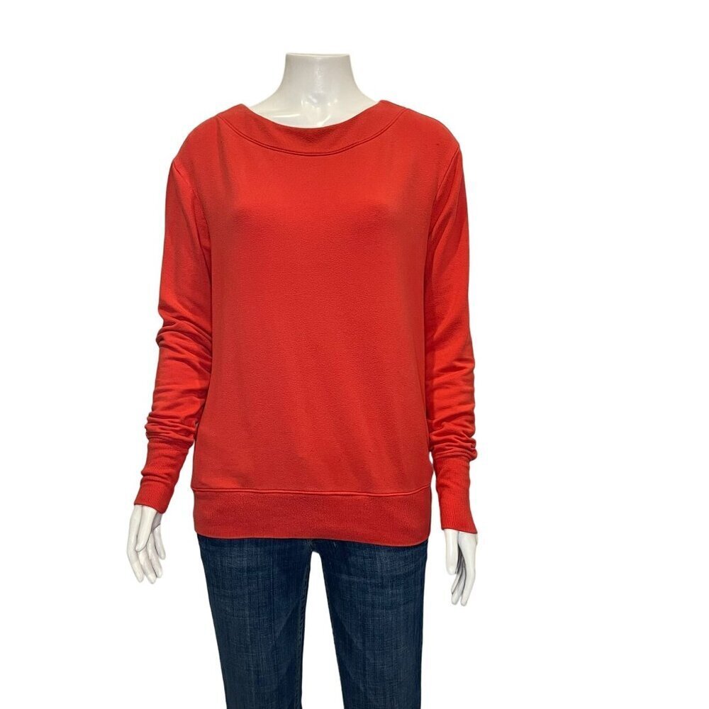 Athleta Studio Boatneck Sweatshirt Small Orange Super Soft Long Sleeve